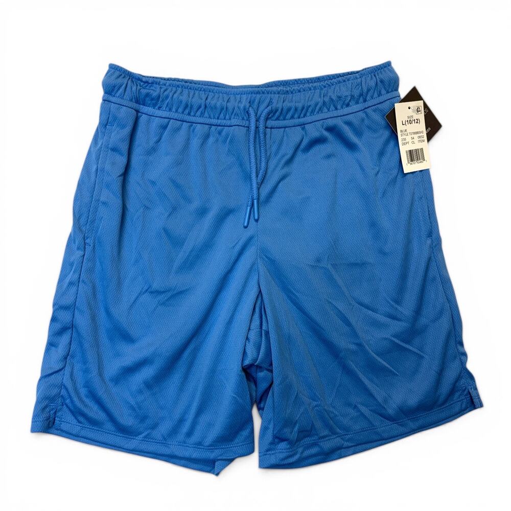 Boys Blue Athletic Shorts Large 10/12 Mesh Basketball Gym Sports NEW